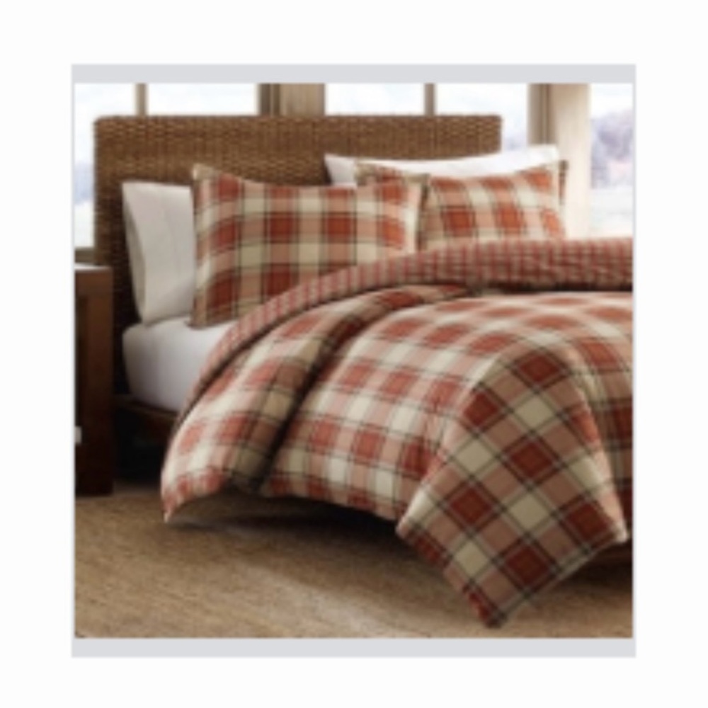 Eddie Bauer Edgewood Red Plaid Cotton Duvet Set